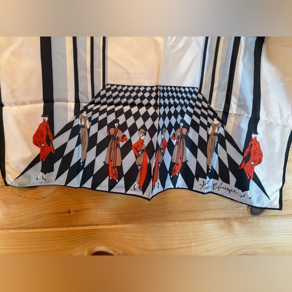 Vintage Mid Century Deco Modernist Stylish Ladies Neck Scarf Japan 1970s 3D - Picture 2 of 5